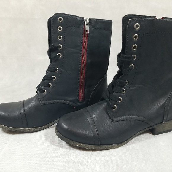 MIA Womens Size 9 Lace Up Heeled Combat Boots Black - Picture 6 of 6